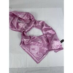 Coach Pink 100% Silk Horse Carriage Logo Scarf Long VTG Y2K Limited Edition Rare